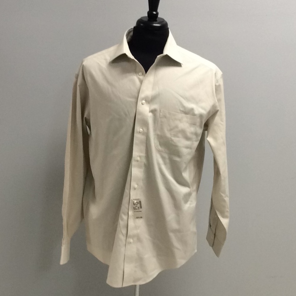 Jos.A.Bank Long Sleeved tan striped dress shirt